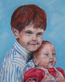 brother sister son daughter children pastel portraits copyright Teresa LC Ahmad