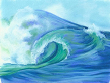 Surf's Up ocean wave Pastels copyright Teresa LC Ahmad